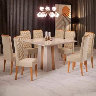 Mesa de Jantar 8 Lugares Perla com Vidro