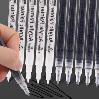 Caneta De Tinta Acrílica-Marcadora Preta Branca-Ultra Fina De 0,7mm-Material De Artesanato Grafite Em Vidro Cerâmico DIY Rock Construção