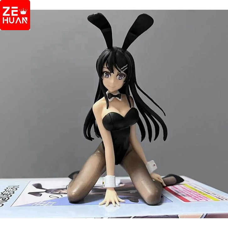Figura De 10cm Anime Sakurajima Mai Coelhinha De Seda Preta PVC Destacável Brinquedo Periférico De Presente