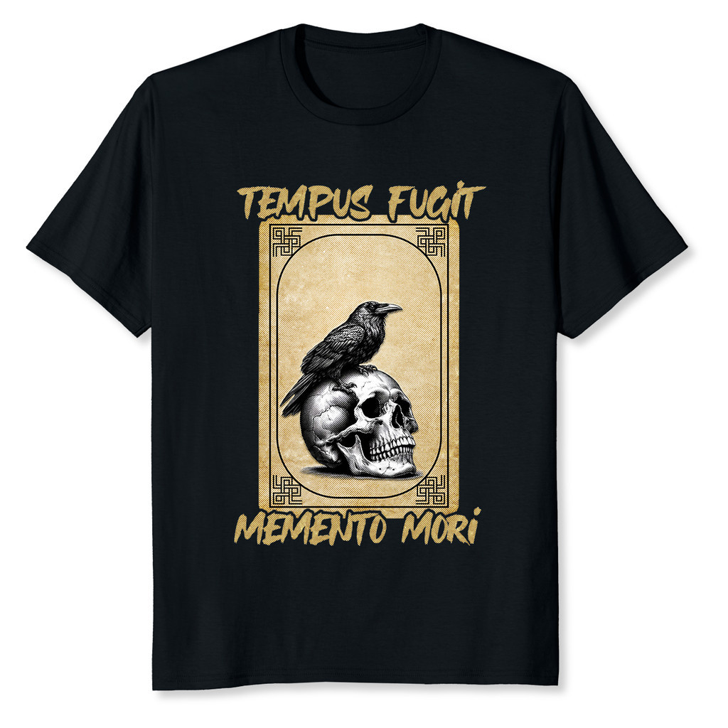 Camiseta Tempus Fugit Memento Mori Skull Crow Bird Vintage | Shopee Brasil