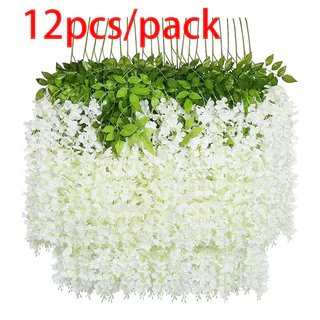 12pcs Flores De Wisteria Artificial Cordas Penduradas Garland Jardim De Casamento Ao Ar Livre Arco Decoração Festa Falsas