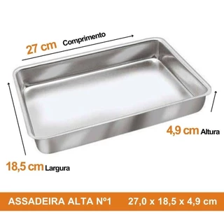 Forma Assadeira Retangular alta nº01 / nº2 / nº3 /nº4 / nº5 Alumínio Resistente