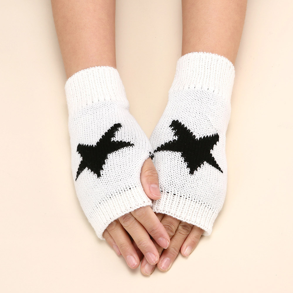 Luvas De Malha Y2K Com Meio Dedo Star Hand Fingerless Soft Warm