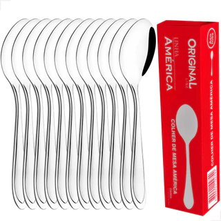 Jogo Aço Inox 12 Colher Mesa Sopa Buffet Restaurante Lanchonete Hotel Refeição Cozinha Original Line em Oferta na Shopee