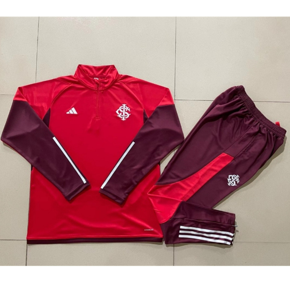 2425 Fato de treino de manga comprida vermelho Fato de treino de camisa de futebol 8WWL