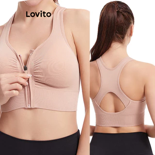 Lovito Esportivo Sutiã Top Feminino Liso com Zíper LNL45120