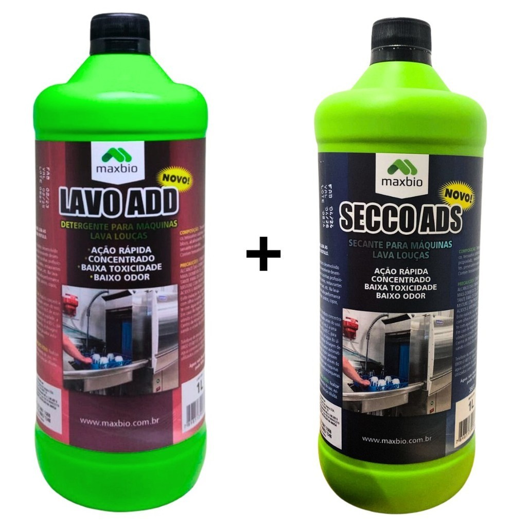 KIT LAVA LOUÇA DETERGENTE + SECANTE 1L MAXBIO