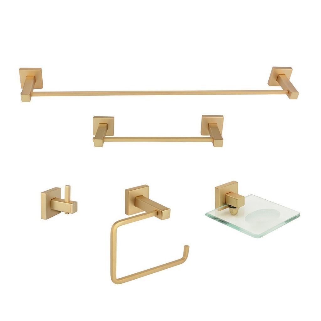 Kit de Acessórios para Banheiro 5 Peças Inox Square SQ12208 Ducon Metais
