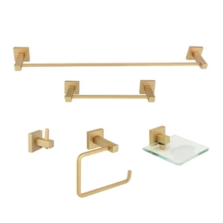 Kit de Acessórios para Banheiro 5 Peças Inox Square SQ12208 Ducon Metais