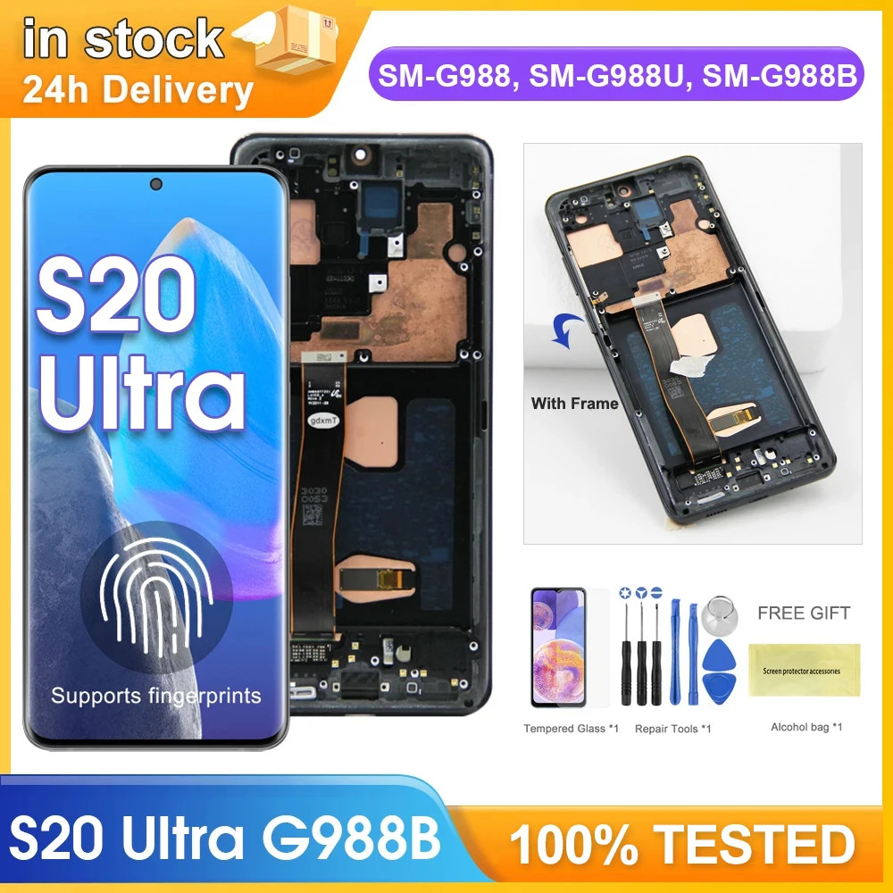 Montagem Da Tela Super Amoled S20 Ultra Screen Para Samsung Galaxy 5g G988 G988u Lcd Display 7823