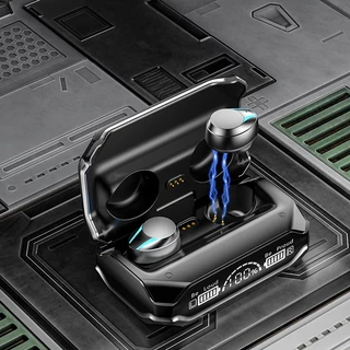 Earbud Sem Fio , Fones De Ouvido 5.3 Estéreo Baixo Com Microfone Duplo 40H Intra-Auriculares USB-C Visor LED Esportivo .
