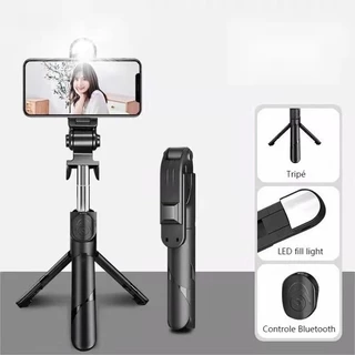 Bastão Pau de selfie Tripé Retrátil Com Luz LED Controle Bluetooth Celular em Oferta na Shopee