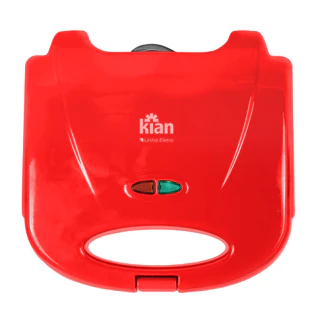 Sanduicheira Grill Kian– Chapa Antiaderente, Alças Antitérmicas e 750W de Potência, Vermelho, 127V