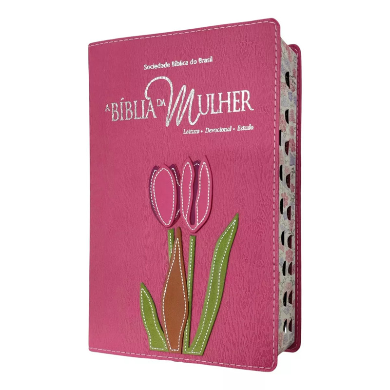 A BÍBLIA DA MULHER | CAPA ROSA PINK COM FLOR | ARA | GRANDE | COM ...