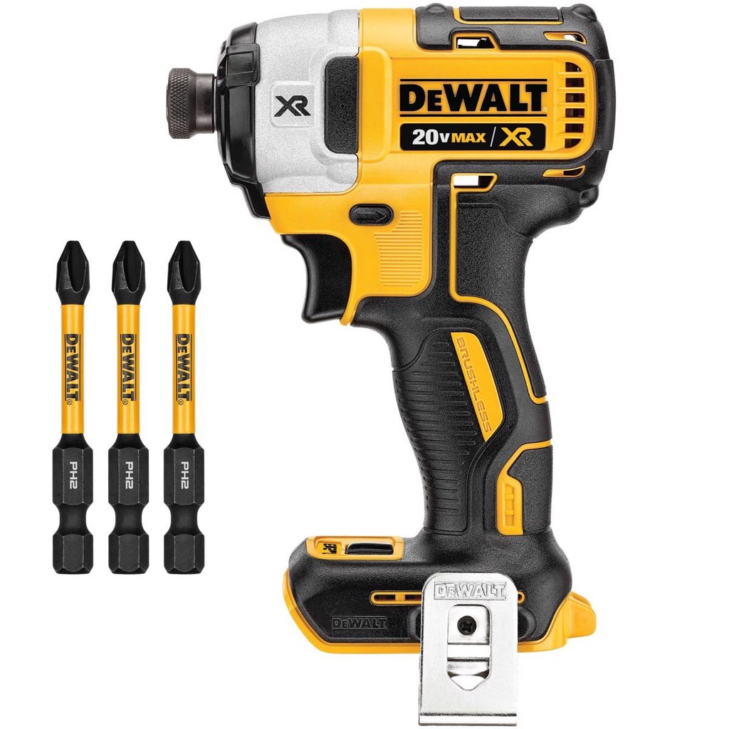 Parafusadeira De Impacto 1/4 S/bat Dcf887b + Kit 3 bits Dwaf2ph2ir3 Dewalt