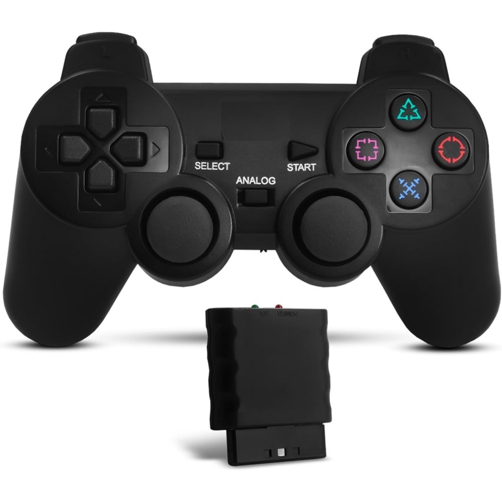 Controle Ps2 Joystick Sem Fio Analógico Playstation 2 Ergonômico Plug ...
