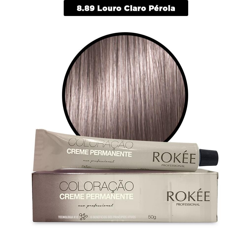 Coloração ROKÉE 8.89 Louro Claro Pérola - 50g