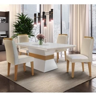 Conjunto Sala de Jantar Mesa e 4 Cadeiras Santorini Espresso Móveis