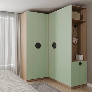Conjunto Modulado 3 Peças Canto, Nicho com 2 Gavetas e Sapateira Joy Cabecasa Madeiramadeira Verde/Avena