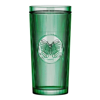 Jg.6 Copos Altos em Vidro Borboleta Verde 350ml L'Hermitage