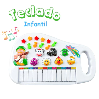 Piano Teclado Fazendinha Animal Infantil ou Piano Teclado Morango com Sons Eletrônico 30 Teclas Pianinho Bichos Musical