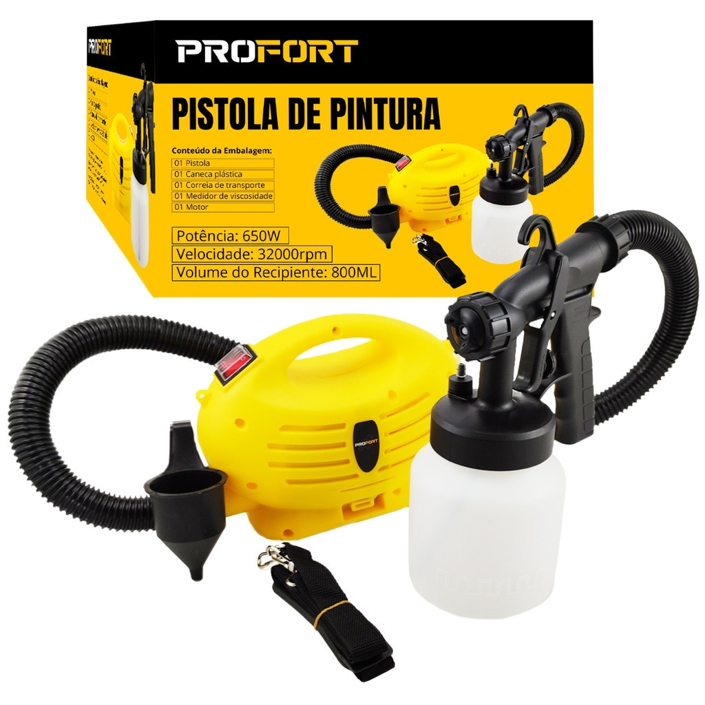 Pistola Compressor Profissional Elétrico De Pintura Com Acessórios 650W ...