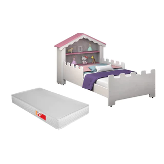 Cama Berço Infantil Casa Magia Criança Castelo Quarto Menina Com Colchão