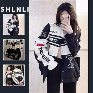 America High Street Motorcycle Racing Vintage Casaco Destacável Para Mulheres Casacos De Baseball Soltos De Primavera E Outono