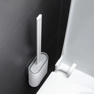 Escova Sanitária De Silicone Para Limpar Privada Banheiro Vaso Sanitário Com Suporte e Adesivo Para Parede