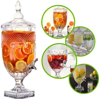 Suqueira Vidro Bebidas Sucos Água com Torneira Inox 5 Litros
