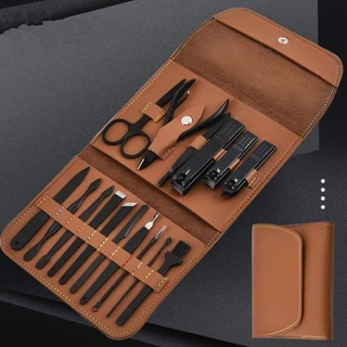 （Baratinha）Kit c/ 16 Pçs Set Ear Colher Cortador De Unhas Pedicure Tesoura Prego Conjunto De Ferramentas Em Aço Inoxidável Com Bolsa Dobrável