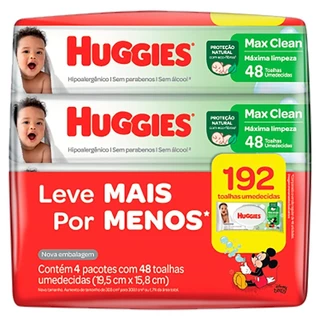 Toalha Umedecida Huggies Max Clean Com 48 Unidades Leve 4 Pague 3 em Oferta na Shopee