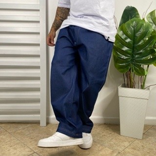 Calças Jeans Boca Larga Balão Reta Sk8 Masculina Estilosa Moda Skate Blogueiros Calça