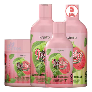 5 Kit Capilar Goiaba Com Mel Hábito Hidratação Fios Atacado