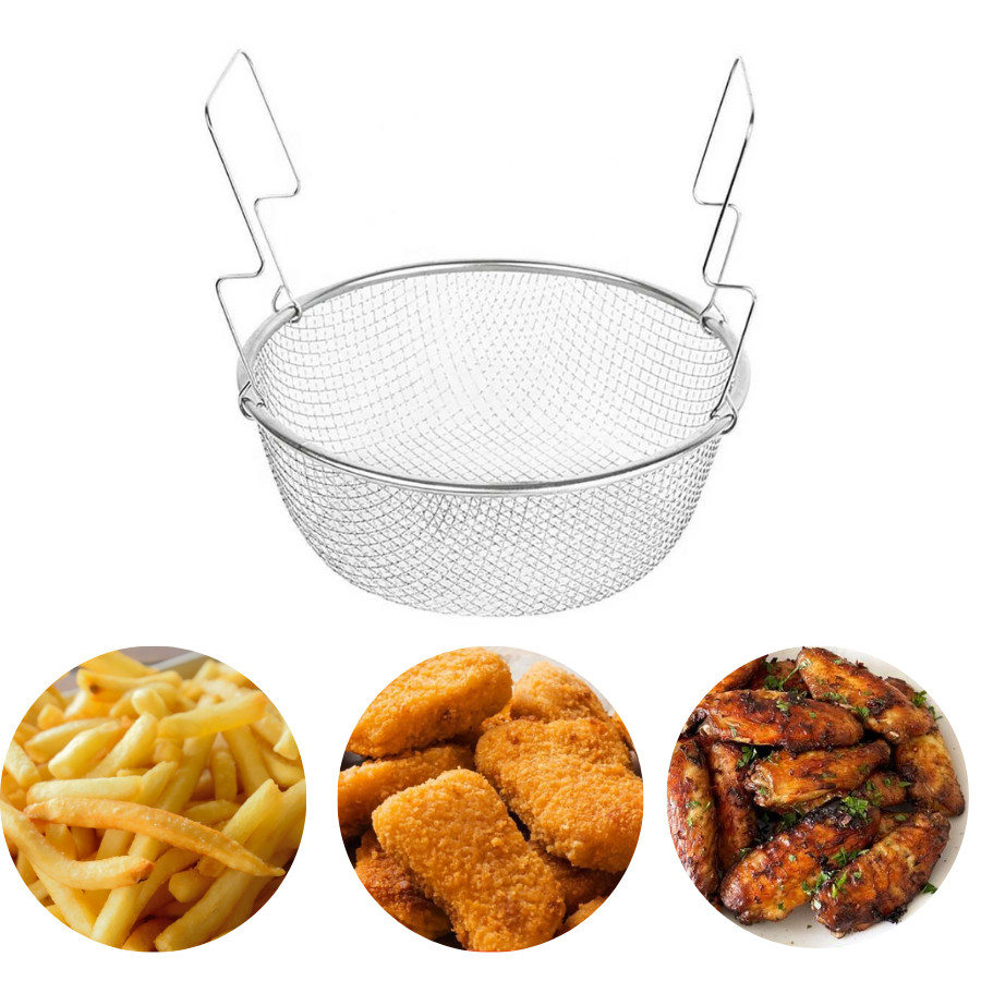 Cesto para Fritura Fritadeira Inox 22cm Reforçado c/ Pegador