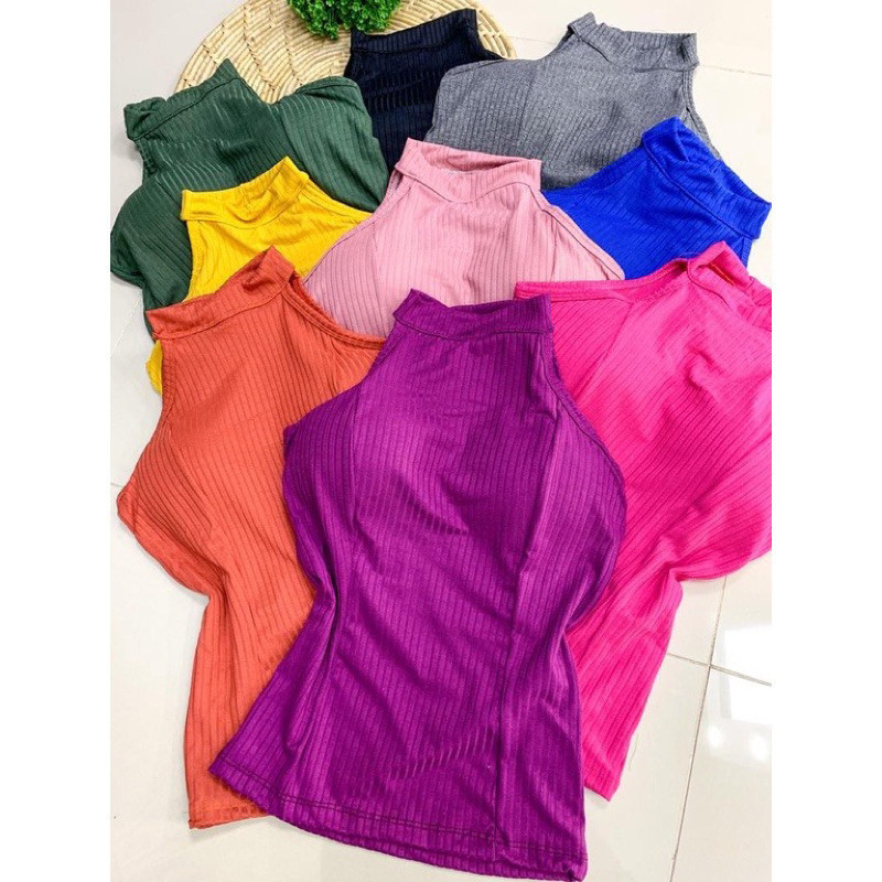 REGADA Femenina Liso Gola Alta Sem Manga Umi | Shopee Brasil
