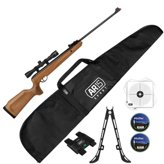 Carabina de Madeira 4.5 Naja Nitro TAG Mola 60kg Luneta 4x32
