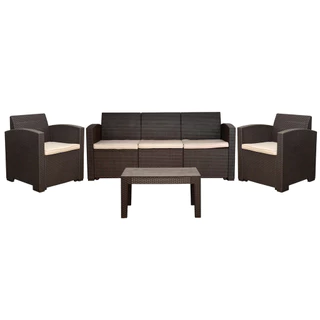 Conjunto de Sofá 5 Lugares Rattan Confort para Jardim Área Externa D7home