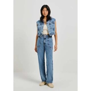 Calça Jeans Feminina Wide Leg Cintura Alta Hering