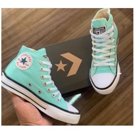 All Star Cano Alto Botinha Verde Agua Feminino Converse Chuck Taylor Melhora o Preco