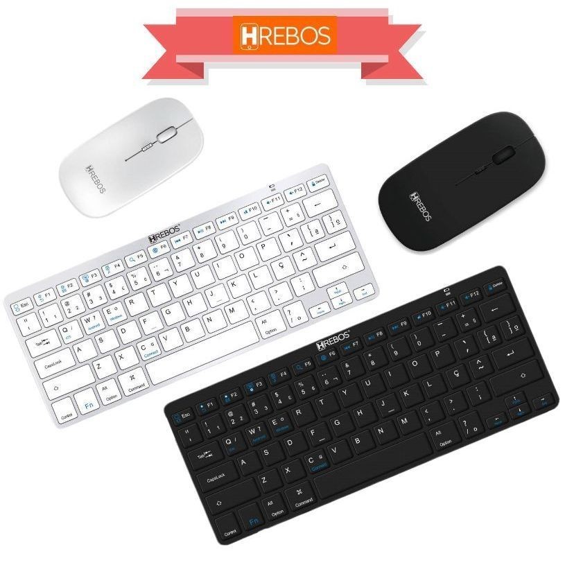 Kit Teclado + Mouse Bluetooth sem fio Compativel com Mac ios Android Windows HREBOS HS-750K