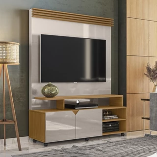 Rack Apartamento Pequeno Berlim Lukaliam Móveis C/ Painel Para Tv Até 60 Polegadas C/ Rodizios em Oferta na Shopee
