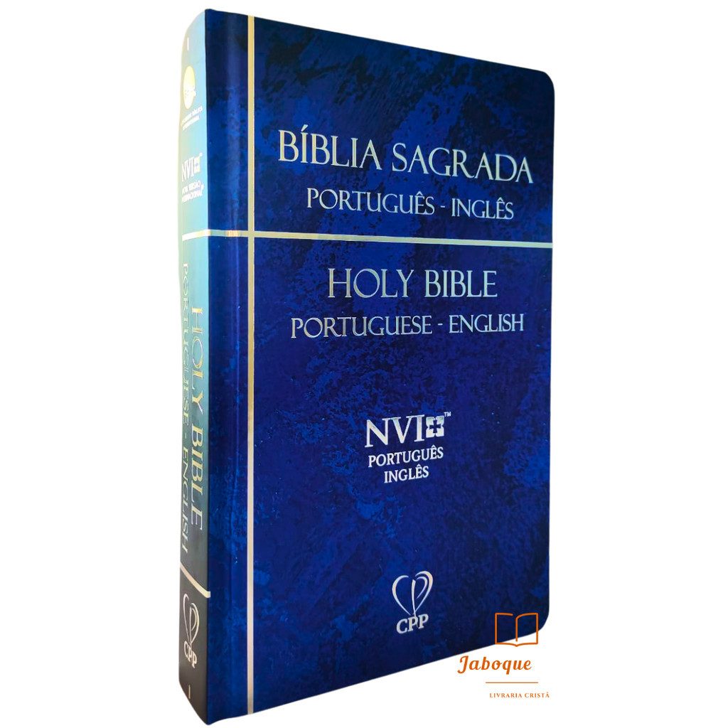 Bíblia Sagrada Bilíngue | Inglês & Português | NVI | Capa Dura | Azul ...