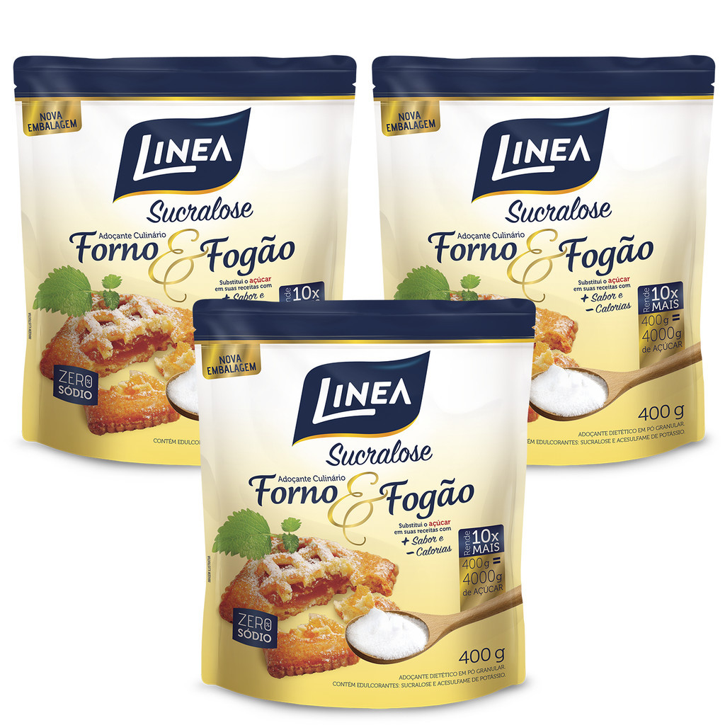 Kit 3 Adoçante Culinário Forno E Fogão Sucralose 400g - Linea | Shopee ...