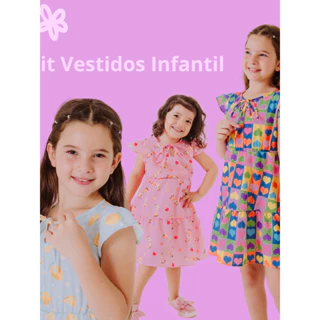 Kit 3 Vestidos de Menina Infantil Moda Feminina Juvenil Modelo 3 Marias Menina