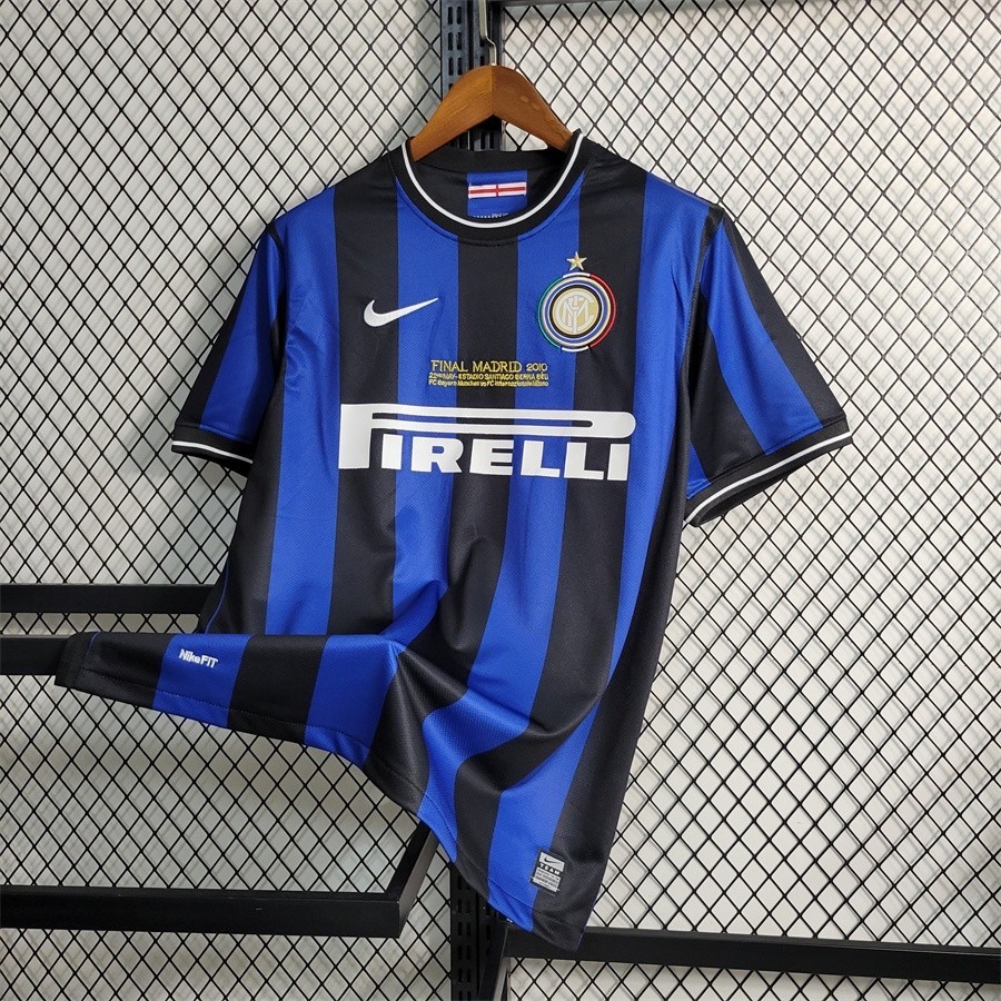 Camisa Esportiva Azul Retro Futebol 2009/2010 I-M Inter Milan Home Homens VZYK
