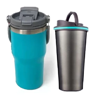Kit 2 Garrafa Copo Térmico Aço Inox Café Água Tampa Alça Tipo Stanley Bebidas Canudo Bucks