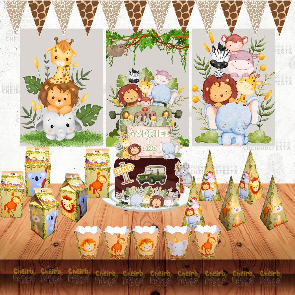 Kit Festa Decoração Bolinho - Safari (M)
