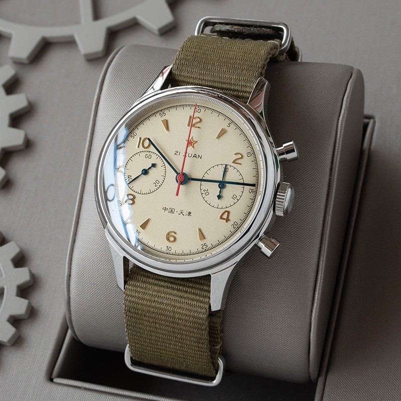 Relógio De Pulso Cronômetro Piloto Retro Gaivota Masculino 1963 St1901 Arcylic NATO Nylon SGL