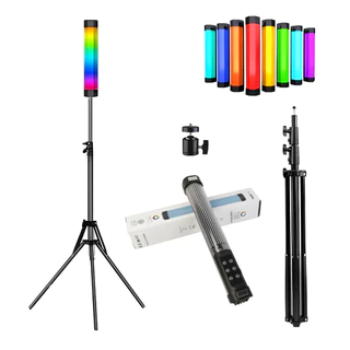Kit Iluminação Bastão Led Iluminador RGB com Imã e Tripé de Iluminação 1,90m